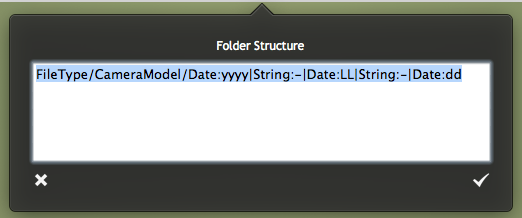 Entering a Custom Folder Structure Pattern for your Photos and Videos