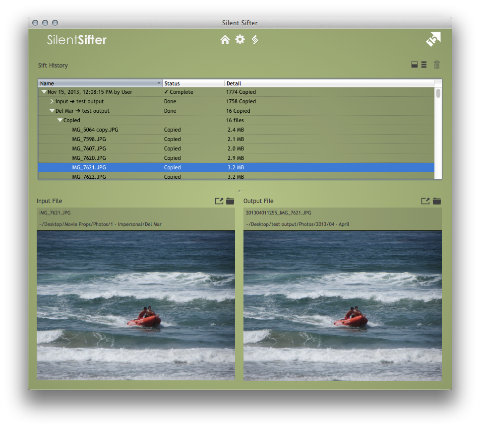 Silent Sifter 2.9 Input, Output, Duplicate Comparisons